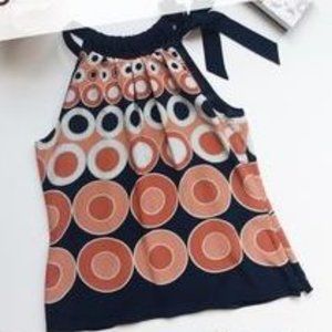 100% Silk flowy lightweight halter top with bow